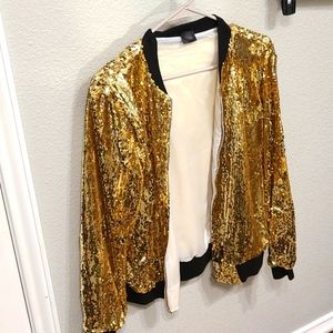 Gold sequin bomber jacket